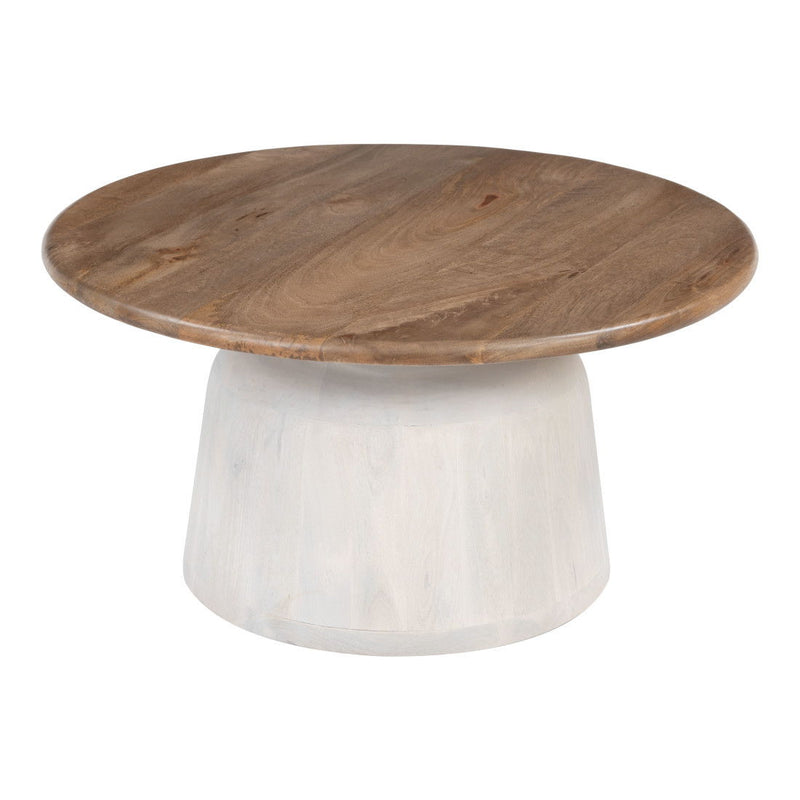 Solid Wood Round Pedestal Coffee Table - White