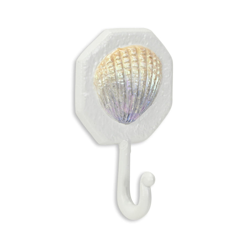 4" Cast Iron Seashell Wall Hook - Cream / Pearl