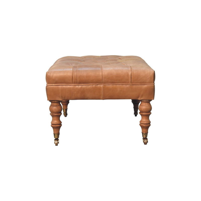 Leather Footstool (720257) - Brown