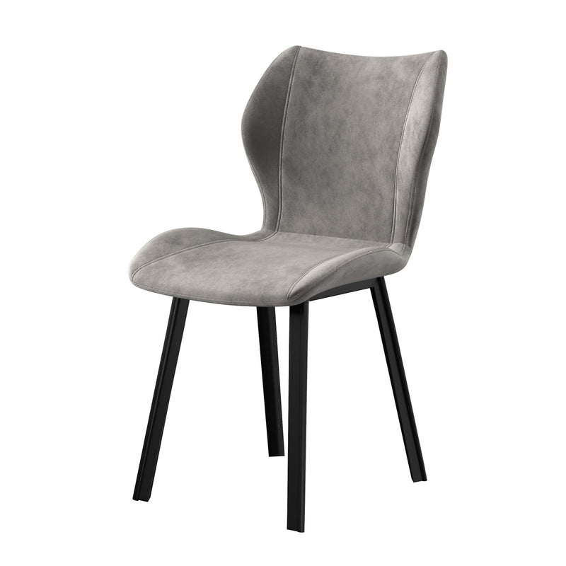 Upholstered Velvet Dining Side Chairs (Set of 4) - Gray / Black