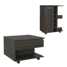 Load image into Gallery viewer, Rwo Piece Living Room Set Wood Wheel Furniture - Espresso / Black
