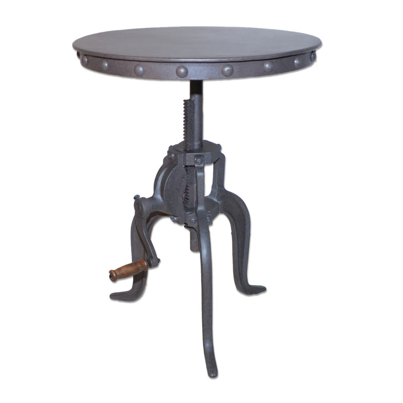 Iron Height Adjustable Round End Table - Gray