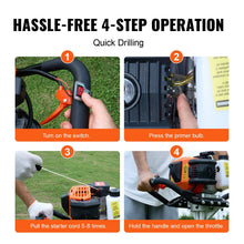 Load image into Gallery viewer, Vevor Gas Post Hole Digger 52Cc 1450W With 8 Drill Bits &amp; Extension Rod Aluminium Alloy - Black
