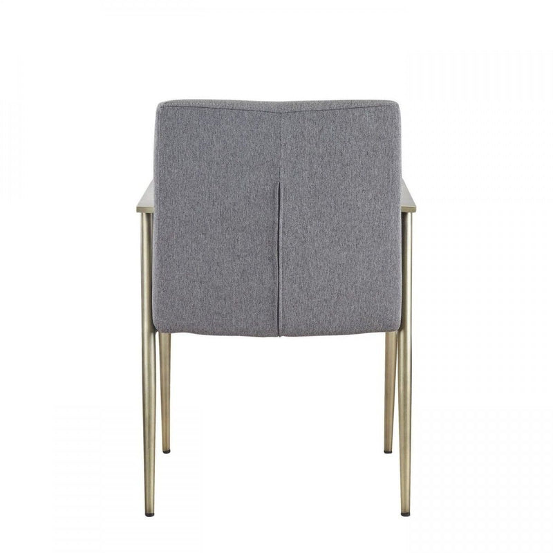 Upholstered Fabric Dining Chair With Arms - Gray