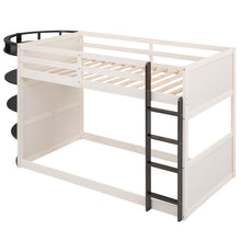 Load image into Gallery viewer, Twin over Twin Boat-Like Shape Bunk Bed with Storage Shelves, Cream+Espresso
