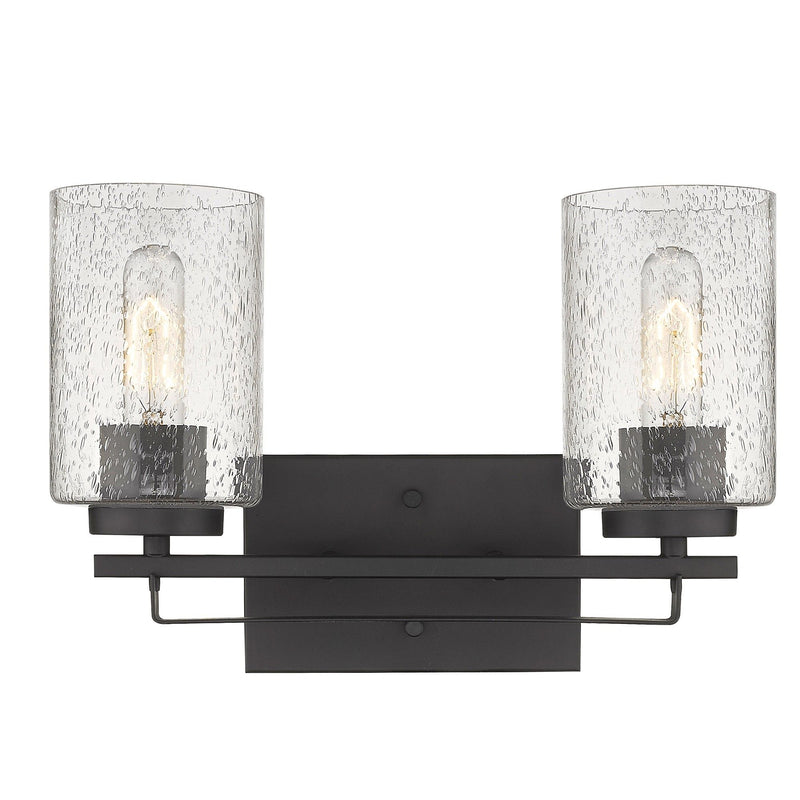 Metal And Textured Glass Two Light Wall Sconce - Bronze