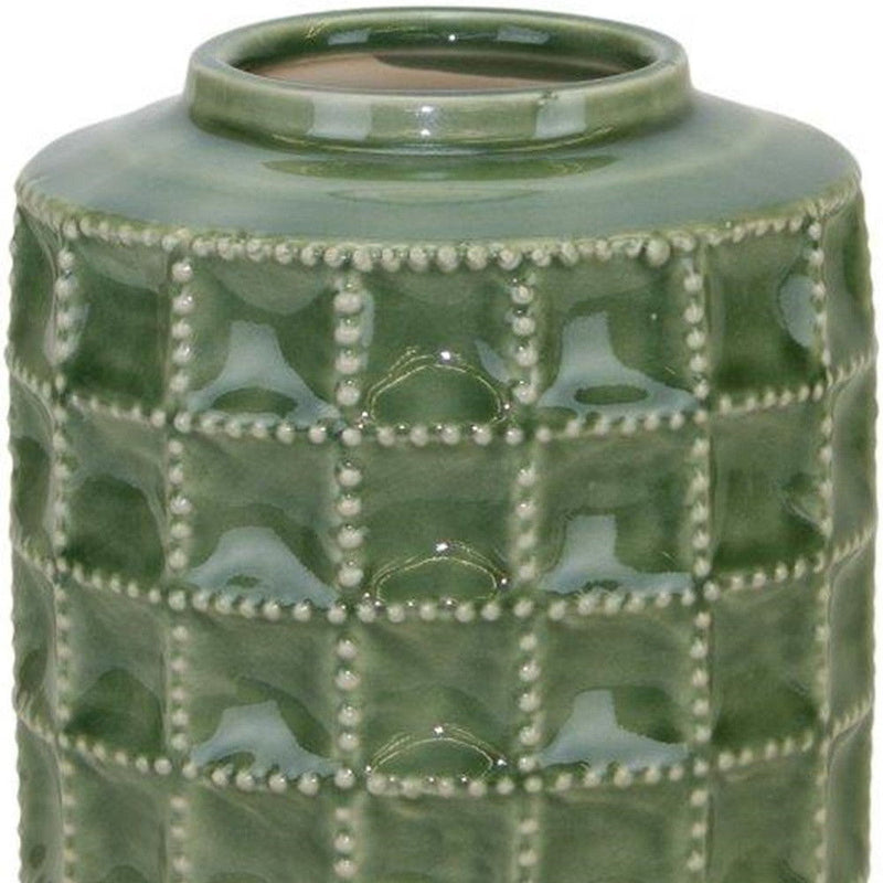 Geometric Cylinder Table Vase - Green