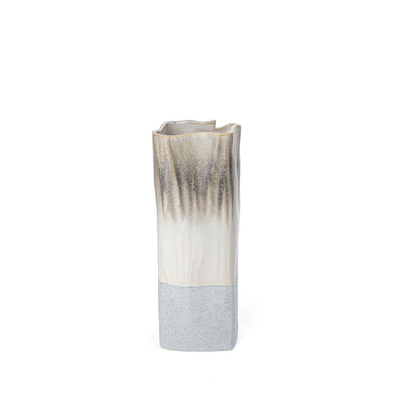Block Square Table Vase (576766) - Brown / Light Blue / Off White