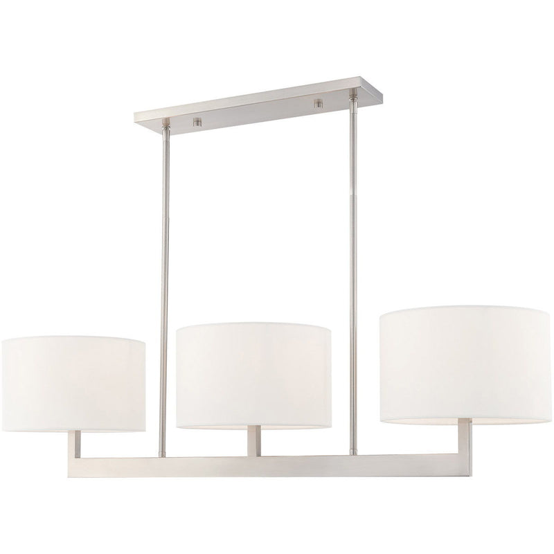 22" Three Light Dimmable Chandelier With Shades - Nickel