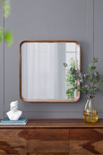 Load image into Gallery viewer, Square Mirror With Wood Frame, Wall Mirror For Living Room Bathroom Entryway - Brown
