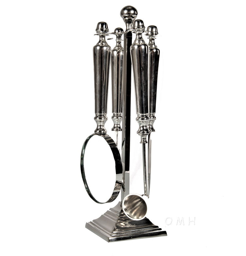 Magnifying Letter Opener Bottle Opener Candle Snuffer (Set of 4) - Silver