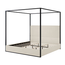Load image into Gallery viewer, Luxury Canopy Bed With Plush Corduroy Upholstered Headboard
