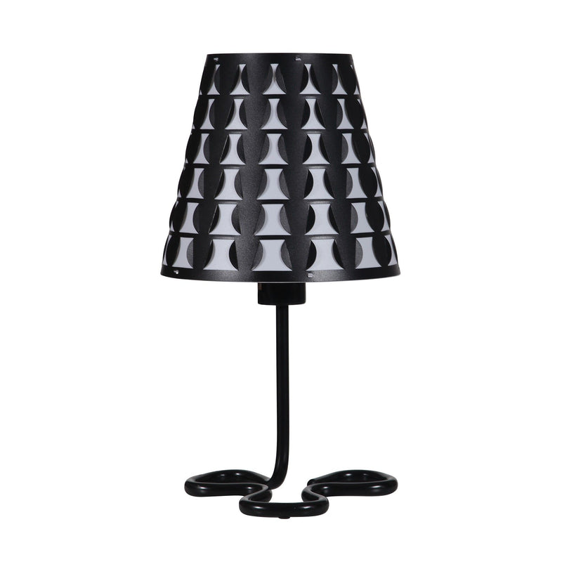 Bedside Table Lamp With Black Polka Dots Empire Shade - Black
