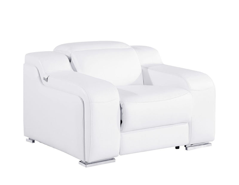 Italian Leather Wall Hugger Recliner With USB - White