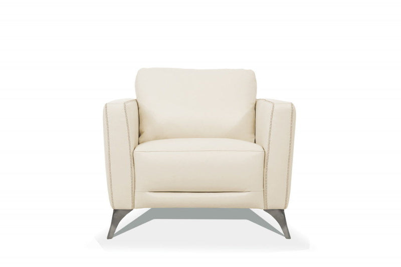 Genuine Leather And Black Arm Chair 35" - Cream