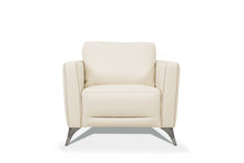 Load image into Gallery viewer, Genuine Leather And Black Arm Chair 35" - Cream
