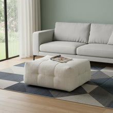 Load image into Gallery viewer, Chenille Tufted Pouf Ottoman - Beige / Black
