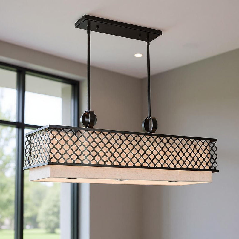 17" Nine Light Dimmable Chandelier With Shades - Bronze