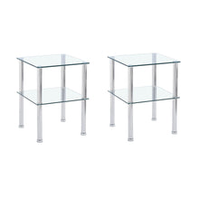 Load image into Gallery viewer, Modern 2 Piece Side Table With Storage Shelf, Tempered Glass, Space Saving Design - Clear
