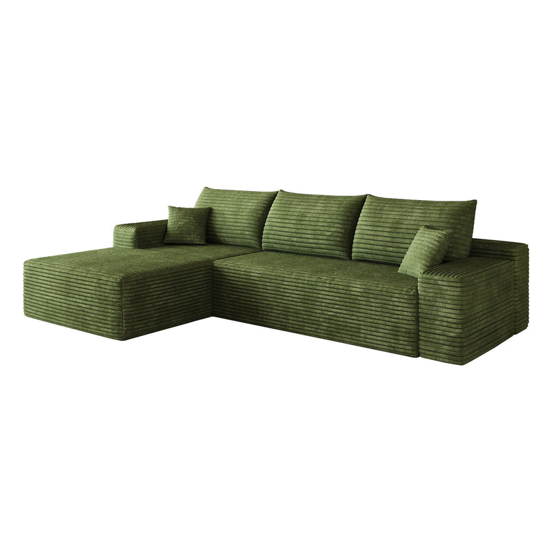 Corduroy Modular L Shaped Sofa And Chaise Sectional (762645) - Green