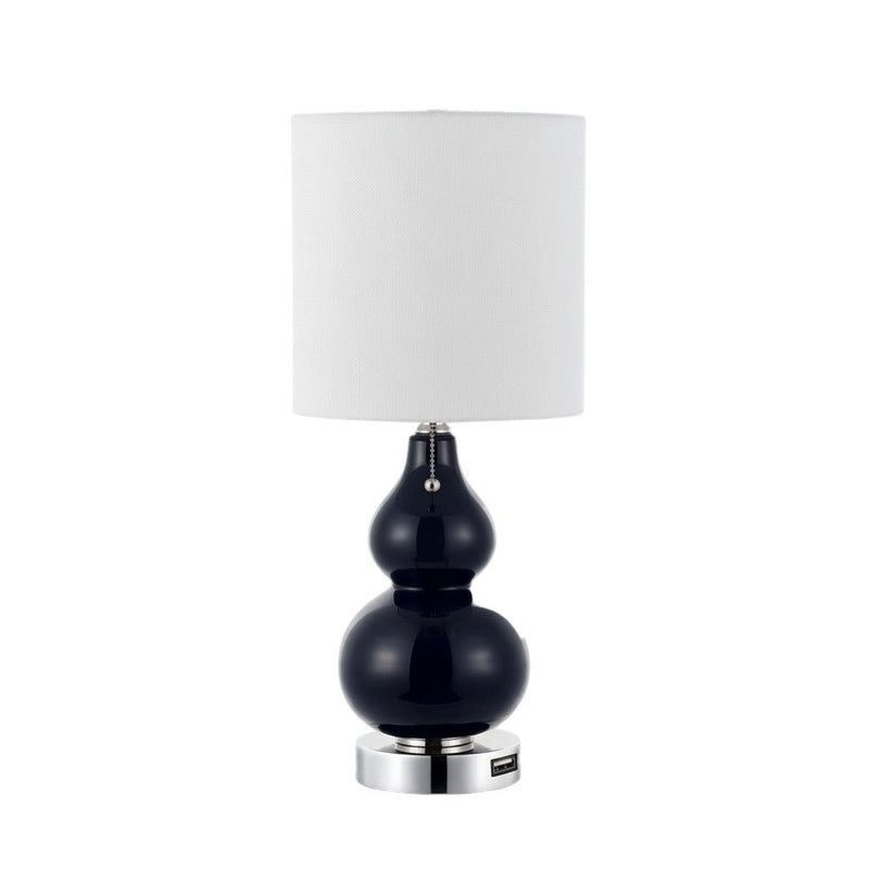 22" Gourd Table Lamps With Drum Shades (Set of 2) - Silver