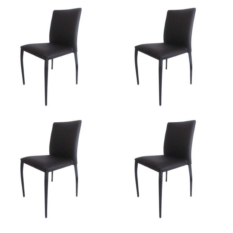 Upholstered Faux Leather Dining Room Side Chairs (Set of 4) - Black