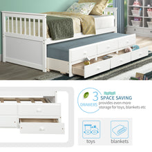 Load image into Gallery viewer, TOPMAX Captain&#39;s Bed Twin Daybed with Trundle Bed and Storage Drawers, White
