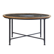 Load image into Gallery viewer, Floral Design Glass Top Round Coffee Table - Light Brown

