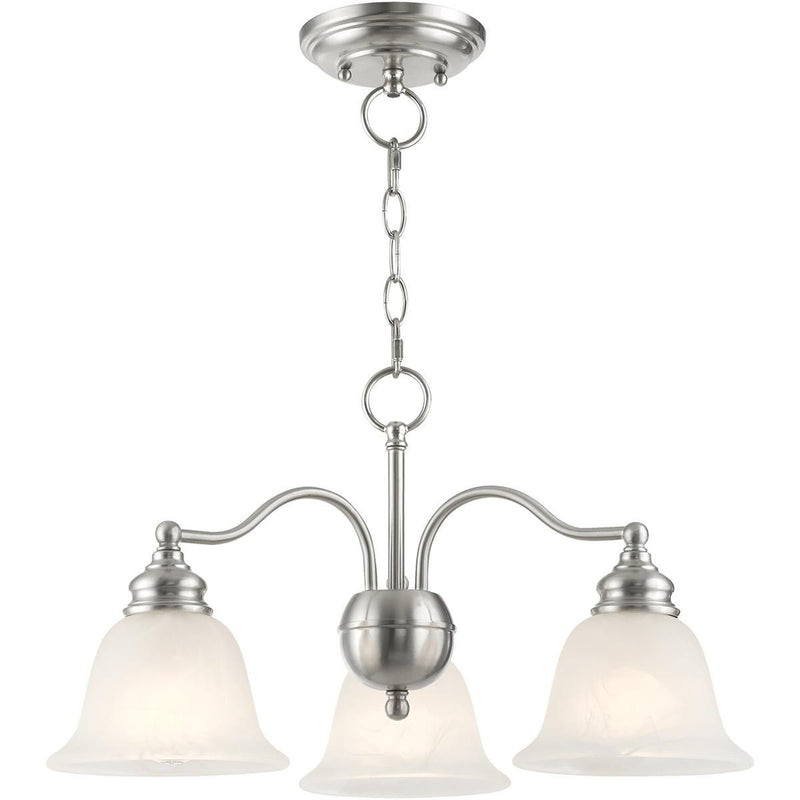Dimmable Three Light Chandelier With Shades - Nickel