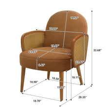 Load image into Gallery viewer, Accent Chair With Rattan Armrests And Wooden Legs Velvet For Living Room
