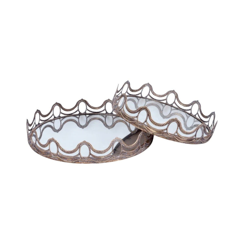 Round Ornate Framed Accent Mirrors (Set of 2) - Gold