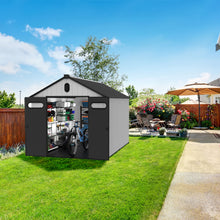 Load image into Gallery viewer, 8 Ft. W X 12 Ft. D Plastic Storage Shed With Floor - Black / Gray
