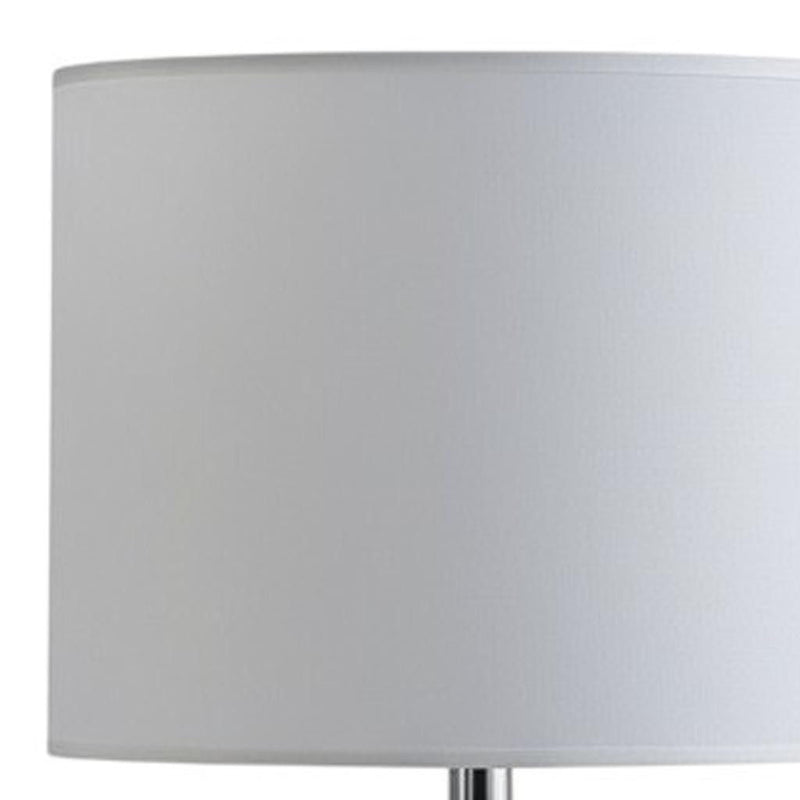 21" Bedside Table Lamp With White Drum Shade - Silver