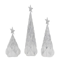Load image into Gallery viewer, Resin / Foil Christmas Tree With Star Top (Set of 3) - White / Silver
