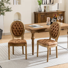 Load image into Gallery viewer, French Style Solid Wood Frame Antique Painting, Hand-Pulled Buckle Decoration Artificial Dining Chair With Nailhead Trim, Wood Legs
