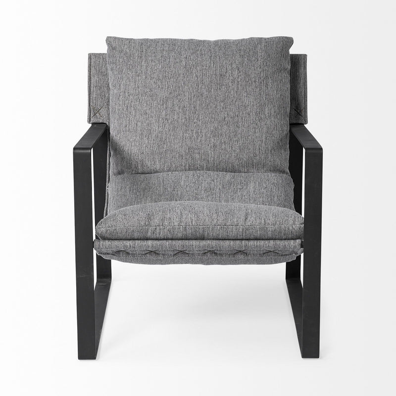 Fabric Wingback Chair - Gray / Black