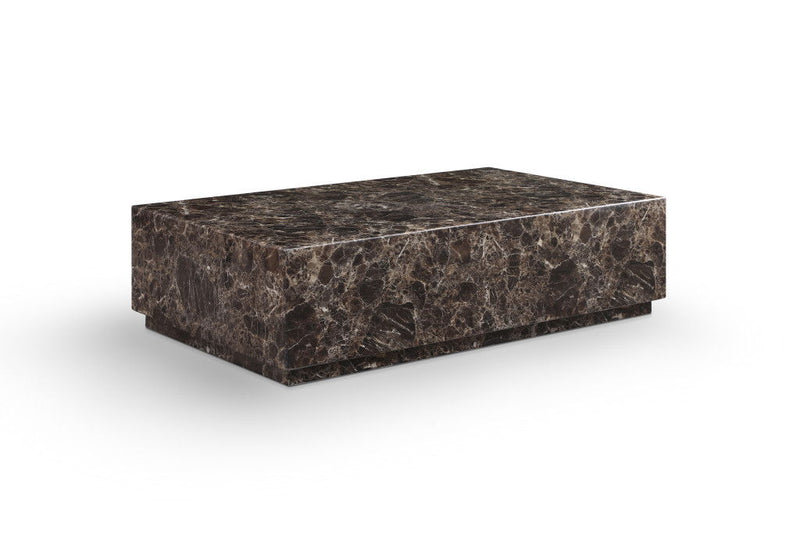 Genuine Marble Block Coffee Table - Brown