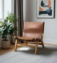 Load image into Gallery viewer, Genuine Leather And Solid Wood Slipper Chair - Brown
