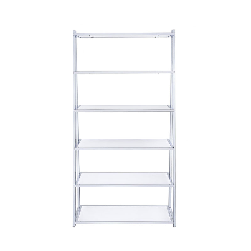 And Five Tier Ladder Bookcase - White / Silver