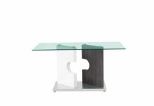 Load image into Gallery viewer, 36" Glass And Stainless Steel Double Pedestal Base Dining Table - Gray
