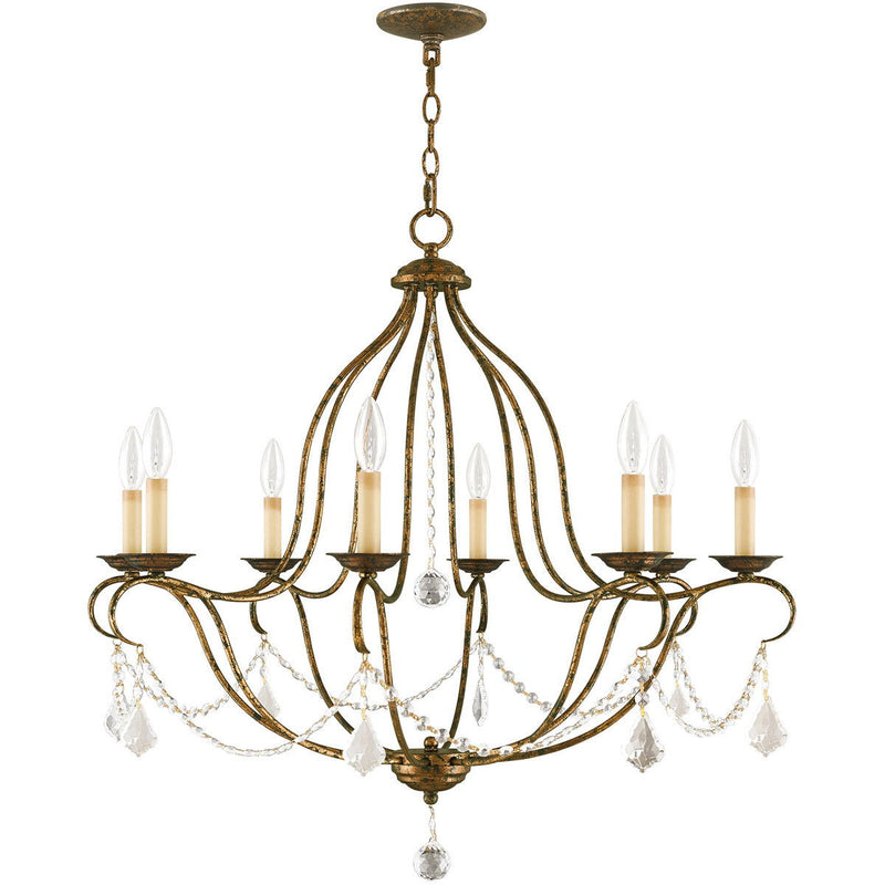 30" Eight Light Dimmable Chandelier With Shades - Bronze