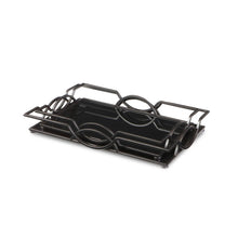 Load image into Gallery viewer, 20" Rectangular Metal And Mirror Handmade Trays (Set of 2) - Black
