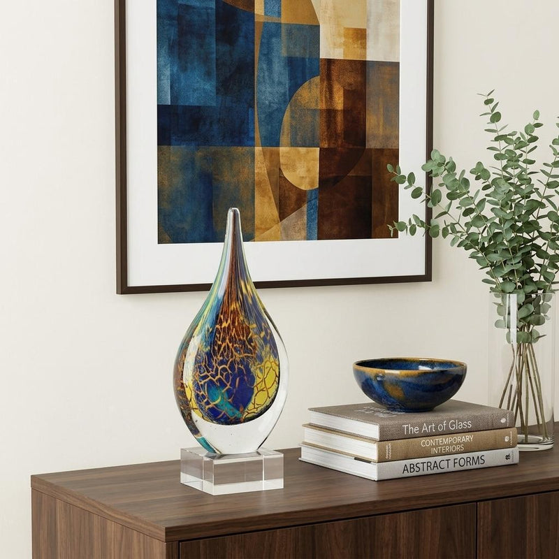 Murano Modern Abstract Tabletop Sculpture (376082) - Blue / Yellow
