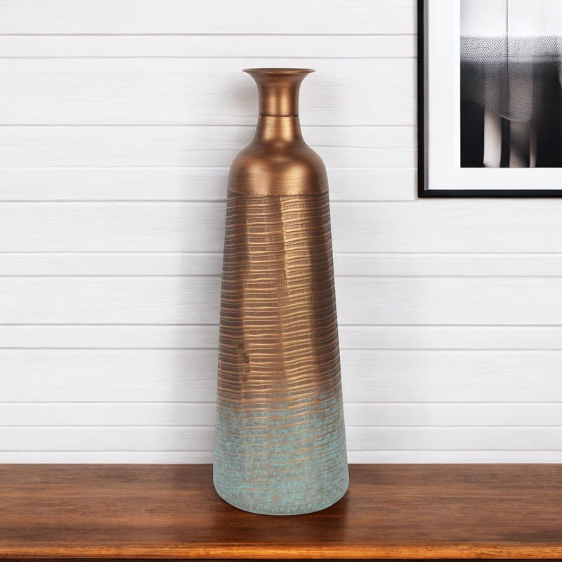 Abstract Tapered Table Vase - Copper / Teal