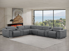 Load image into Gallery viewer, Leather Modular L Shaped Eight Piece Corner Sectional With Console - Battleship Gray
