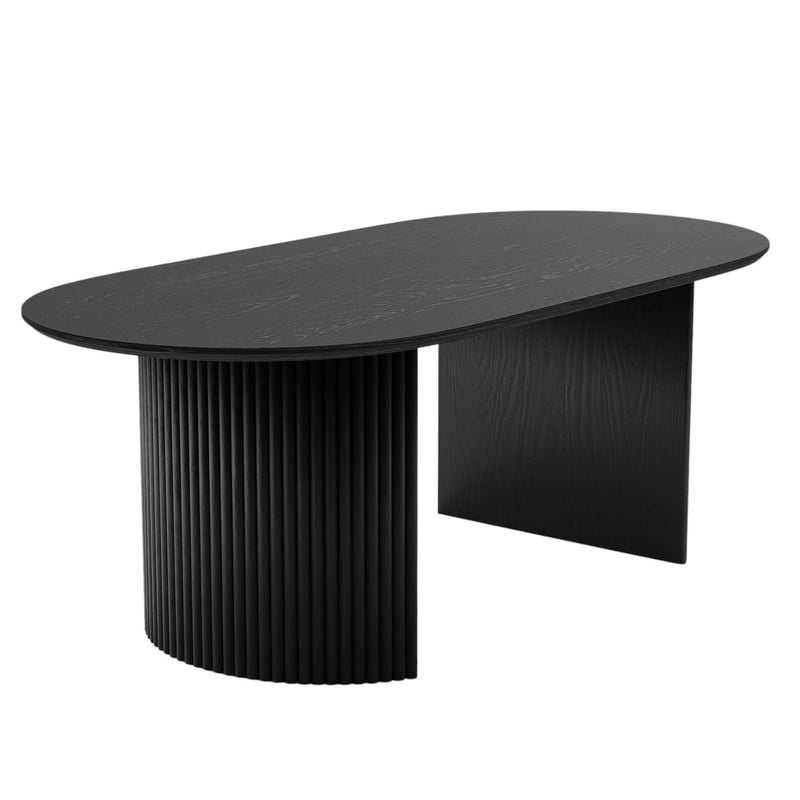67" Wood Double Pedestal Base Oval Dining Table - Black