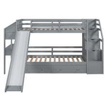 Load image into Gallery viewer, Bunk Bed With Storage Staircase, Slide, Desk, Drawers, And Shelves
