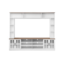 Load image into Gallery viewer, Wall Unit Entertainment Center With Bookshelves For TVs Up To 80", Tempered Glass Doors And Adjustable Shelves
