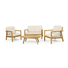 Load image into Gallery viewer, 2 Piece Seating Group with Cushions, Teak + Silver + Beige
