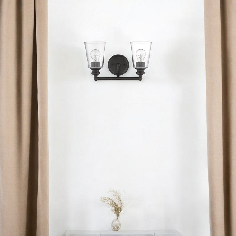 Two Light Glass Shade Wall Sconce - Antique Bronze